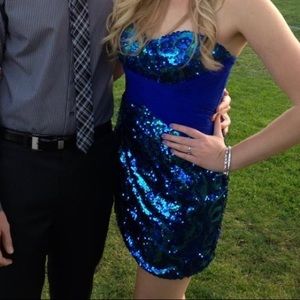 Sparkly Blue and Green Cocktail Dress